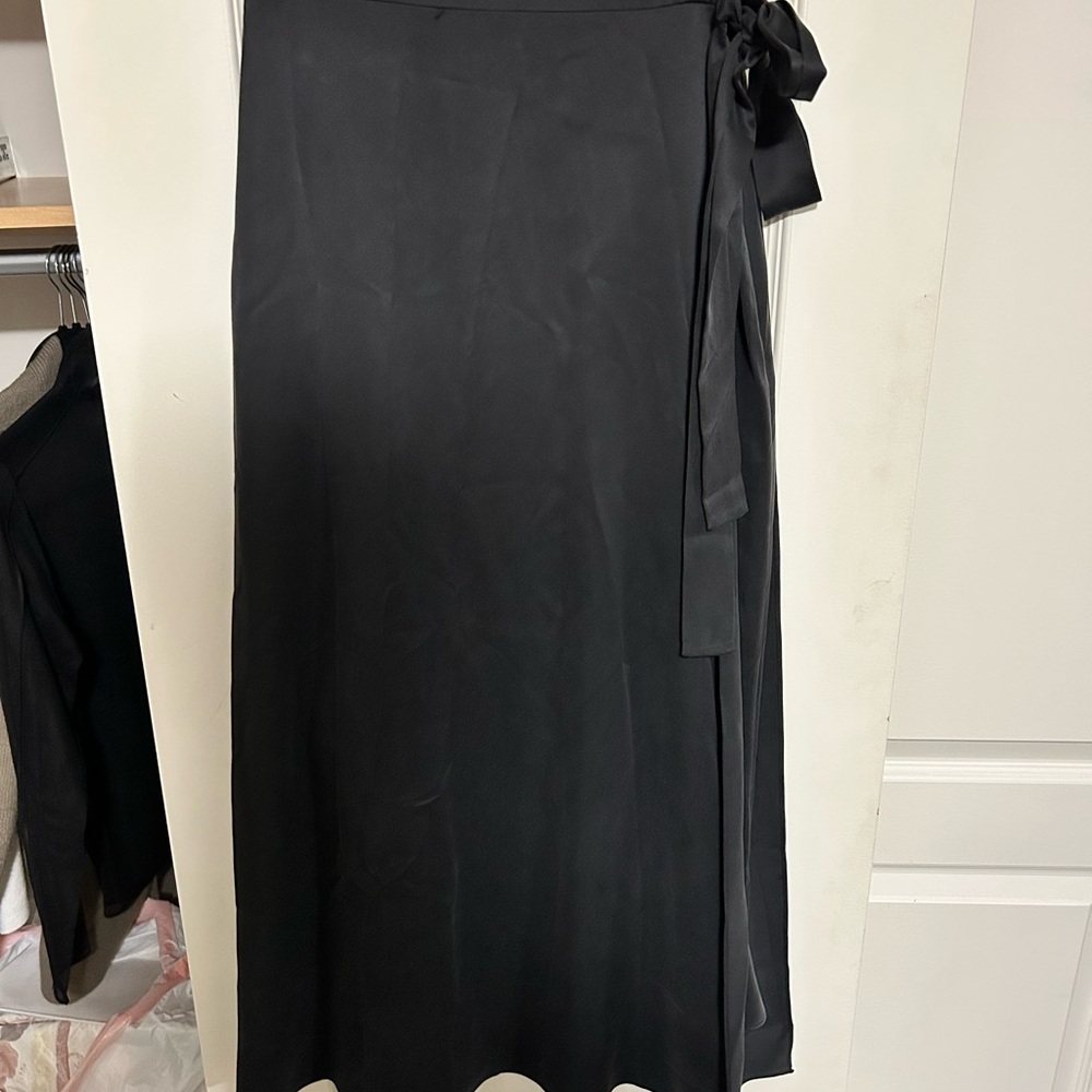 Reiss Charcoal Wrap Midi Skirt